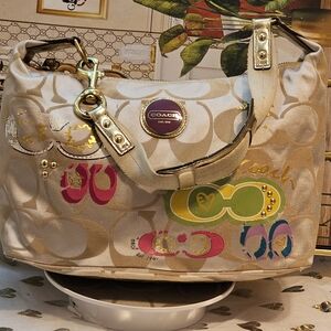 Coach Vintage Poppy Beige and Multicolor Women's Hobo Shoulder Bag